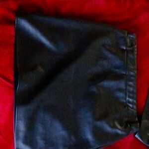 Pleather black,  crop top w spaghetti straps , w mini skirt set